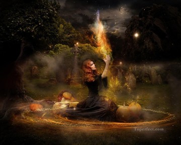  witch art - witch casting spell